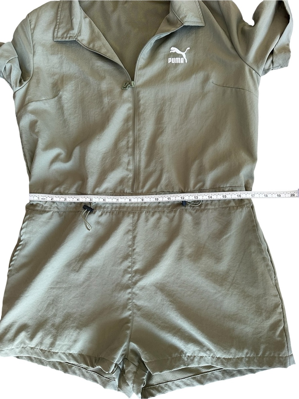PUMA Classic Woven Utility Jumpsuit Deep Lichen Olive Green Women’s Size Medium - Picture 6 of 9